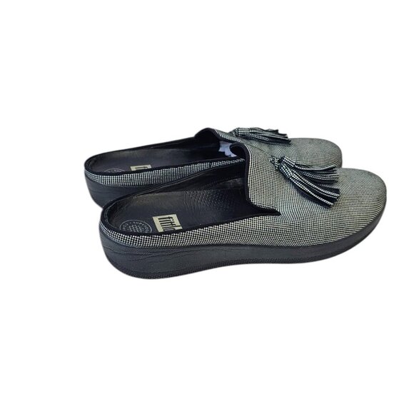 Fitflop Womens Houndstooth Print Superskate Slip On Tassel Mules, Comfort, Sz 10 - Picture 3 of 11